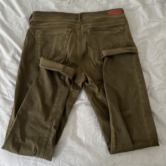 AG olive green cigarette leg slit jeans - Picture 3 of 3